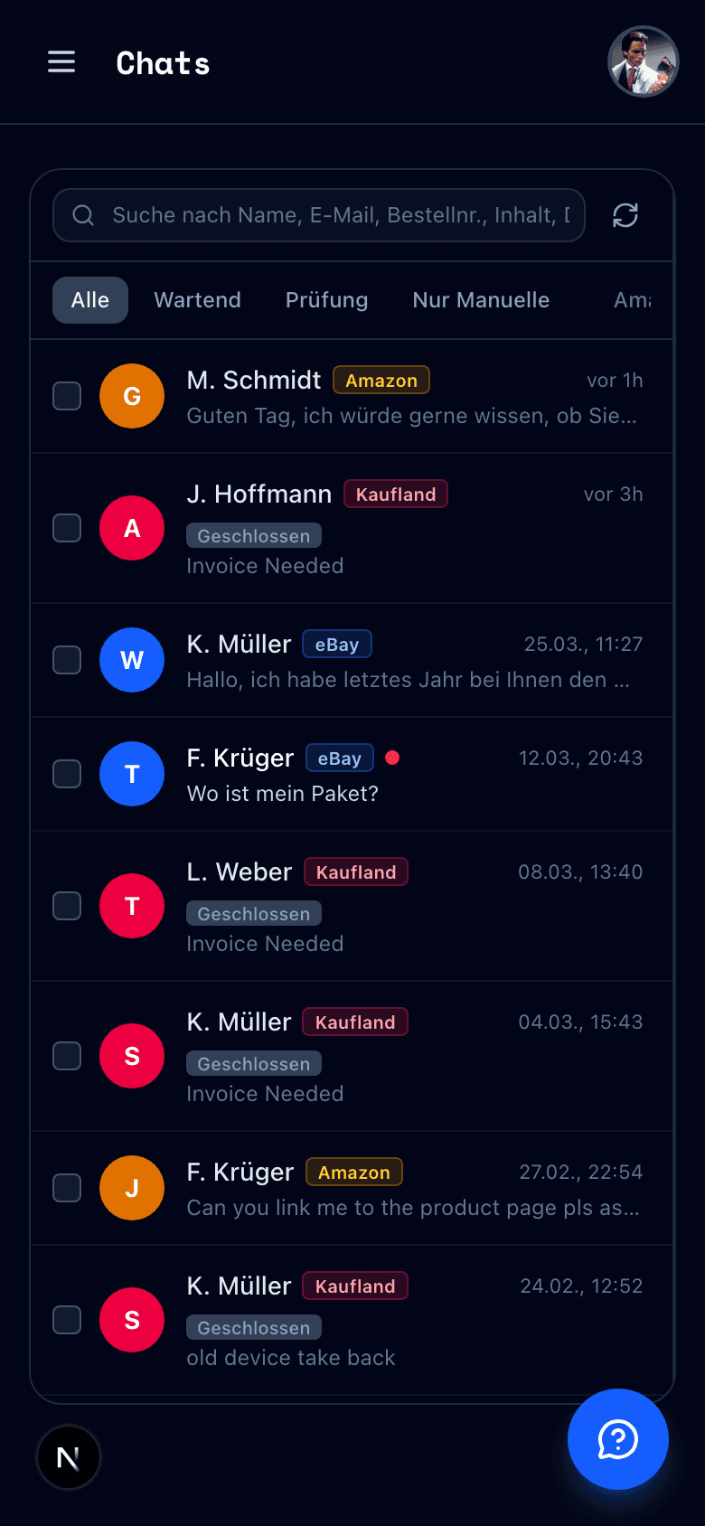 Cortex Chat Inbox — Mobile